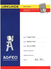AGFEO Gold Zertifikat 2002