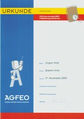 AGFEO Gold Zertifikat 2003